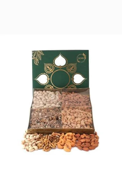 Norir Premium Gift Box  (Green) | Customizable Corporate & Occasion Gifts | Cashews, Almonds, Pistachios & Walnuts | 1kg – Perfect for Celebrations & Special Occasions