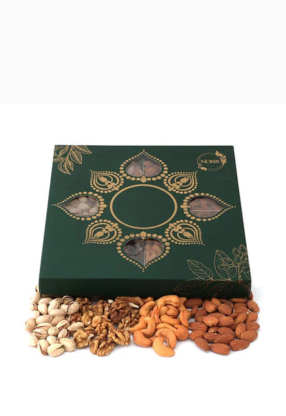 Norir Premium Gift Box  (Green) | Customizable Corporate & Occasion Gifts | Cashews, Almonds, Pistachios & Walnuts | 1kg – Perfect for Celebrations & Special Occasions