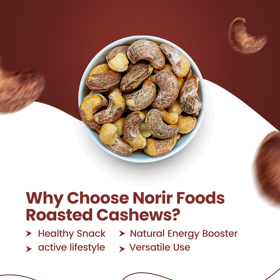 Norir Jumbo Roasted & Salted Cashew Nuts with Skin | Premium Quality | Zero Cholesterol | 450g Pack | Healthy Snack